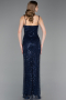Abendkleid Lang Schuppig Marineblau ABU6039