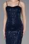 Abendkleid Lang Schuppig Marineblau ABU6039