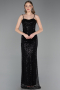 Abendkleid Lang Schuppig Schwarz ABU6039