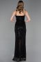 Abendkleid Lang Schuppig Schwarz ABU6039