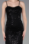 Abendkleid Lang Schuppig Schwarz ABU6039