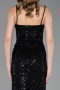 Abendkleid Lang Schuppig Schwarz ABU6039