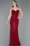 Standesamtkleid Lang Spitze Weinrot ABU6040