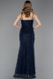 Standesamtkleid Lang Spitze Marineblau ABU6040