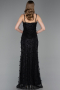 Standesamtkleid Lang Spitze Schwarz ABU6040