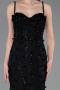 Standesamtkleid Lang Spitze Schwarz ABU6040
