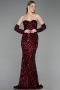 Abendkleid Lang Schuppig Weinrot ABU6041