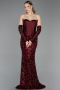Abendkleid Lang Schuppig Weinrot ABU6041