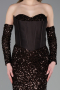 Abendkleid Lang Schuppig Braun ABU6041