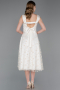 Abendkleid Midi Schuppig Weiß ABK2602