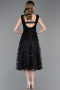 Abendkleid Midi Schuppig Schwarz ABK2602