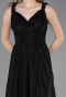 Abschlusskleid Lang Schwarz-Silber ABU6045