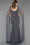 Anthrazit Abendkleid Steinbesetzt Lang ABU5751