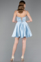 Partykleid Kurz Satin Eisblau ABK2603