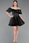 Partykleid Kurz Satin Schwarz ABK2605