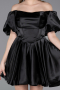 Partykleid Kurz Satin Schwarz ABK2605