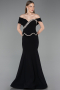 Abendkleid im Meerjungfrau-Stil Lang Schwarz ABU6046