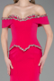 Fuchsie Abendkleid İm Meerjungfrau-Stil Lang ABU5755