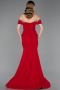 Rot Abendkleid İm Meerjungfrau-Stil Lang ABU5755