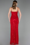 Abendkleid Lang Schuppig Rot ABU6039