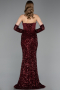 Abendkleid Lang Schuppig Weinrot ABU6041