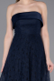 Marineblau Abendkleid Spitze Midi ABK2538