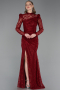 Abendkleid Lang Spitze Weinrot ABU6050