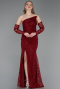 Abendkleid Lang Spitze Weinrot ABU6050