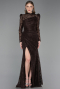 Abendkleid Lang Spitze Braun ABU6050