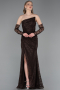 Abendkleid Lang Spitze Braun ABU6050