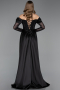 Schwarz Abendkleid Spitze Lang ABU5653