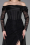 Schwarz Abendkleid Spitze Lang ABU5653