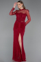 Weinrot Standesamtkleid Spitze Lang ABU5736