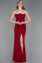 Weinrot Standesamtkleid Spitze Lang ABU5736