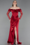 Weinrot Abendkleid Satin Lang ABU5829