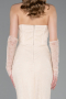 Beige Abendkleid İm Meerjungfrau-Stil Spitze Lang ABU5933