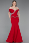 Abendkleid im Meerjungfrau-Stil Lang Rot ABU6046