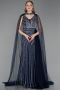 Abendkleid Lang Steinbesetzt Marineblau ABU6052