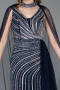 Abendkleid Lang Steinbesetzt Marineblau ABU6052