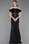 Abendkleid Lang Satin Schwarz ABU6054