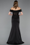 Abendkleid Lang Satin Schwarz ABU6054