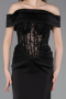 Abendkleid Lang Satin Schwarz ABU6054