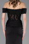 Abendkleid Lang Satin Schwarz ABU6054