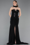 Abendkleid Lang Chiffon Schwarz ABU6055