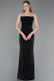 Abschlusskleid Lang Satin Schwarz ABU6061