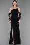 Abendkleid Lang Spitze Schwarz ABU6050