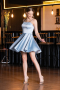 Partykleid Kurz Satin Eisblau ABK2603