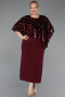 Abendkleid in Übergröße Midi Weinrot ABK2609