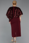 Abendkleid in Übergröße Midi Weinrot ABK2609
