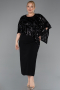 Abendkleid in Übergröße Midi Schwarz ABK2609